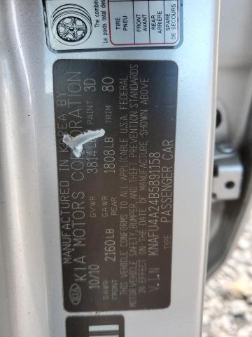 KNAFU4A24B5891158 - 2011 KIA FORTE EX SILVER photo 12