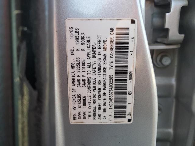 1HGCM56376A032285 - 2006 HONDA ACCORD SE SILVER photo 12
