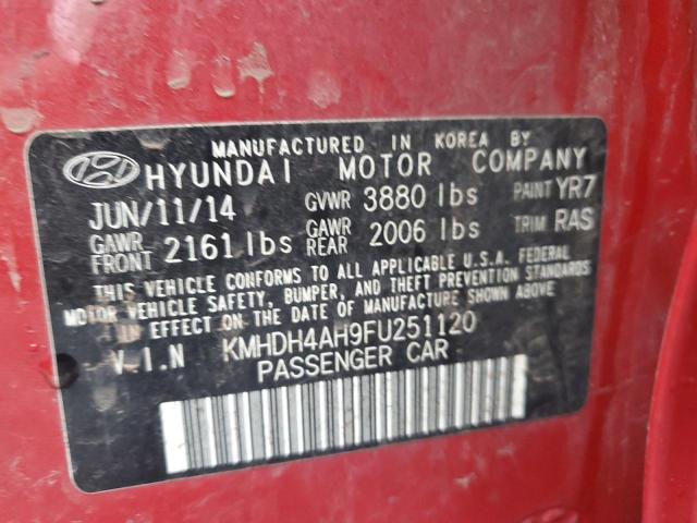 KMHDH4AH9FU251120 - 2015 HYUNDAI ELANTRA SE RED photo 12