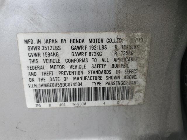 JHMGE8H59DC074504 - 2013 HONDA FIT SPORT Argent photo 13