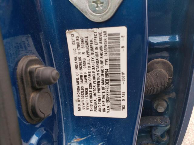 19XFB2F95DE015094 - 2013 HONDA CIVIC EXL BLUE photo 12
