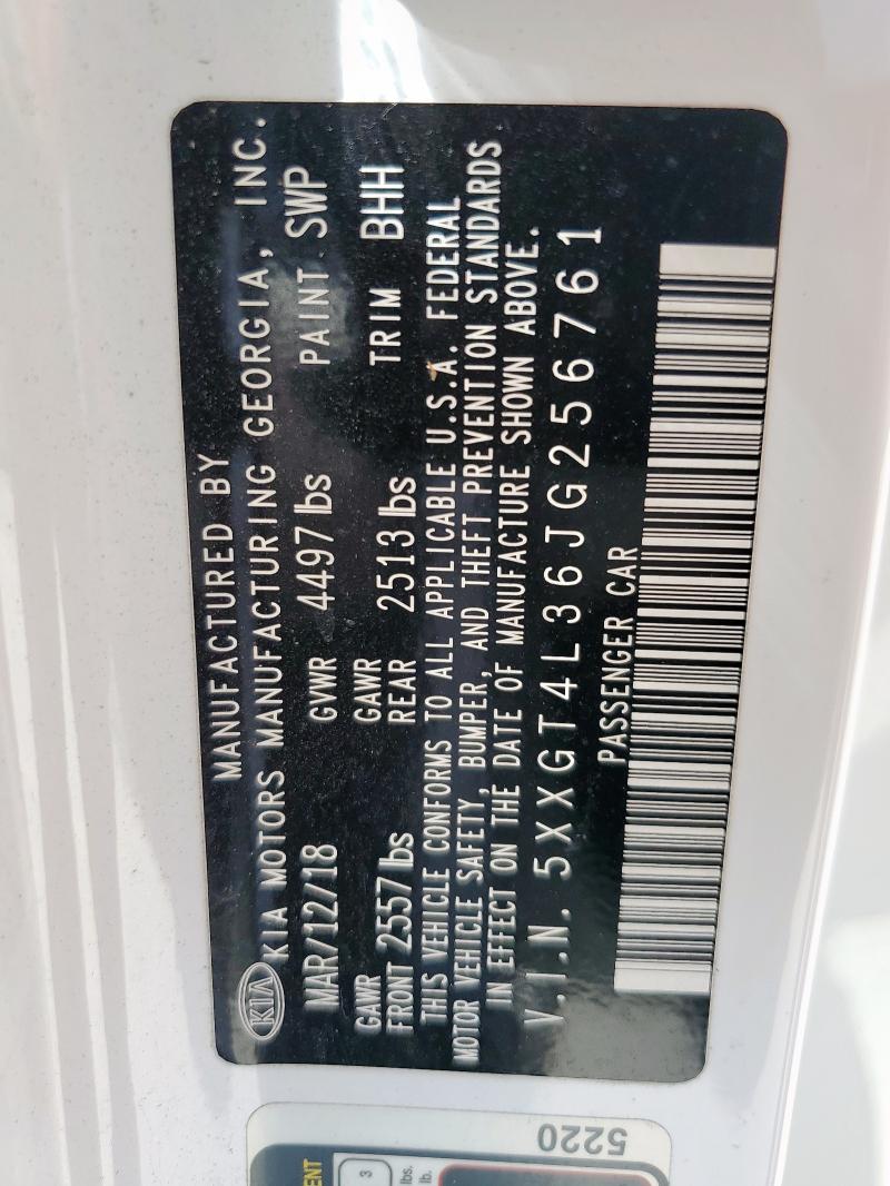 5XXGT4L36JG256761 - 2018 KIA OPTIMA LX თეთრი ფოტო 12