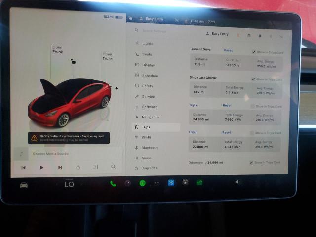 5YJ3E1EA1NF295186 - 2022 TESLA MODEL 3 Qırmızı foto 9