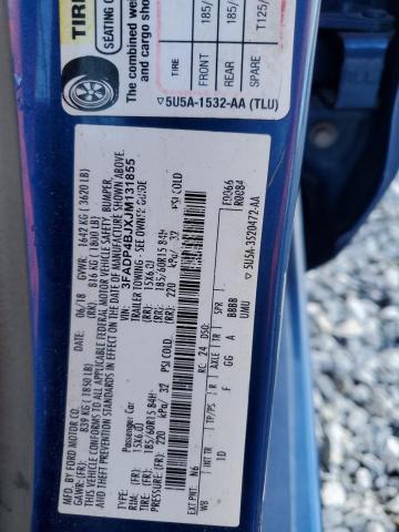 3FADP4BJXJM131855 - 2018 FORD FIESTA SE BLUE photo 12