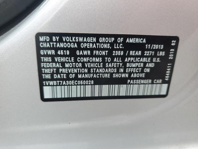 1VWBT7A30EC050028 - 2014 VOLKSWAGEN PASSAT SE SILVER photo 12