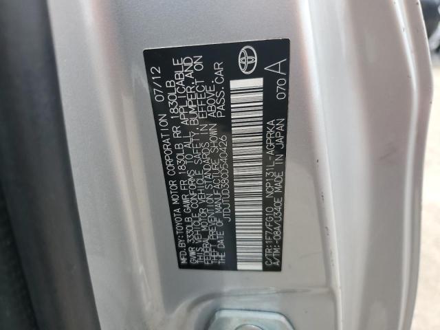 JTDJTUD38CD540426 - 2012 TOYOTA YARIS SILVER photo 12