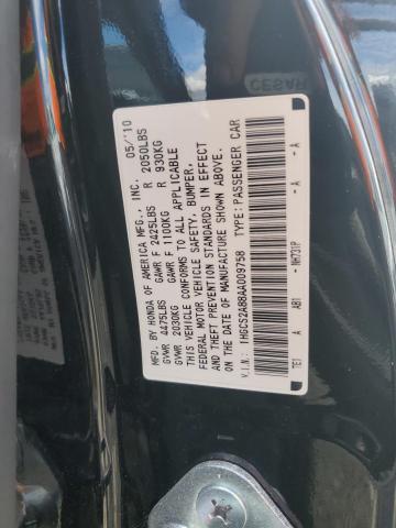 1HGCS2A88AA009758 - 2010 HONDA ACCORD EXL BLACK photo 12