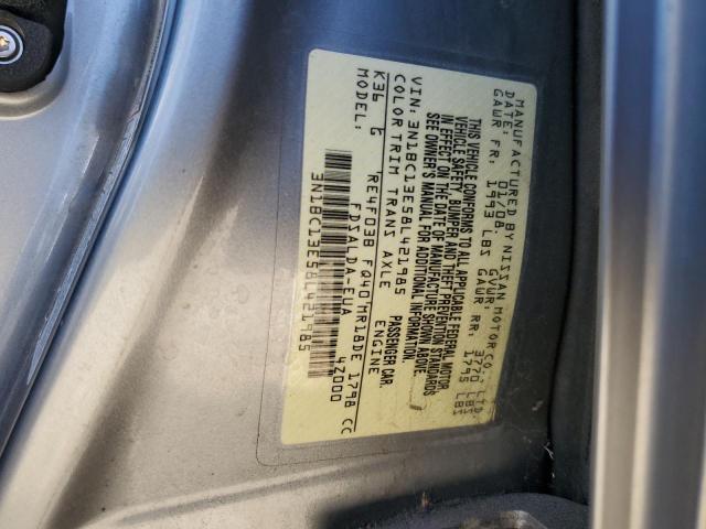 3N1BC13E58L421985 - 2008 NISSAN VERSA S SILVER photo 12