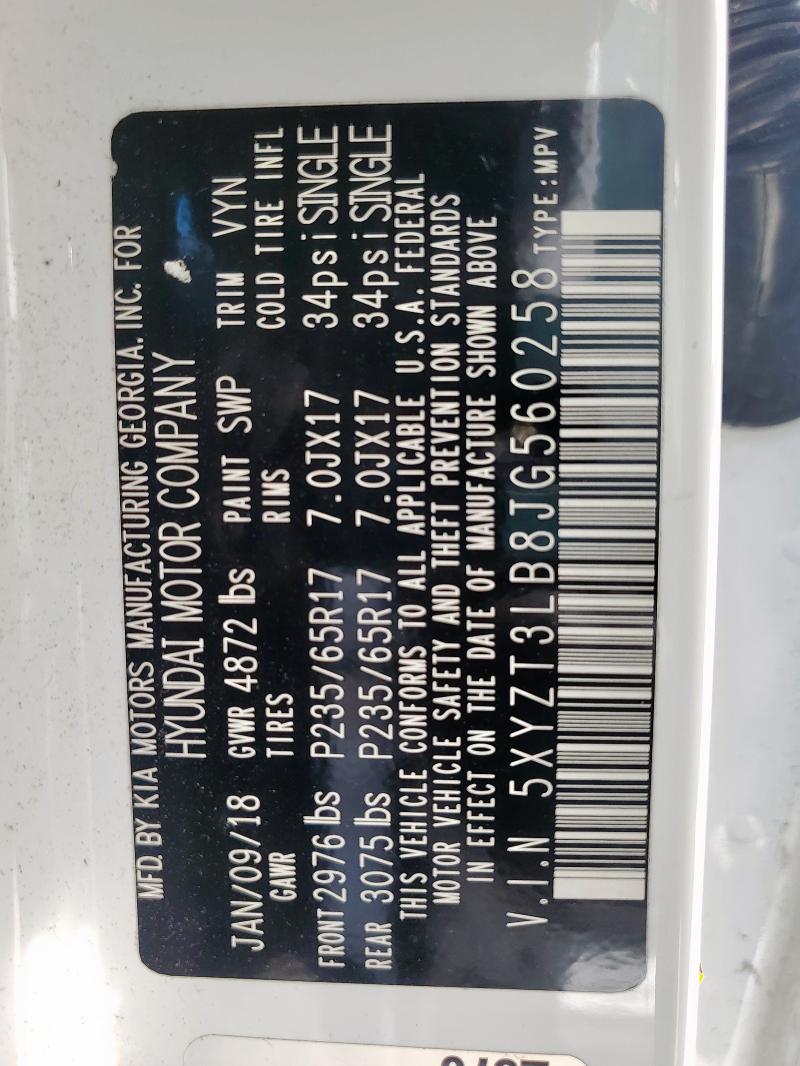 5XYZT3LB8JG560258 - 2018 HYUNDAI SANTA FE S WHITE photo 14