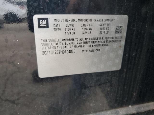 2G1105S37H9104830 - 2017 CHEVROLET IMPALA LT BLACK photo 12