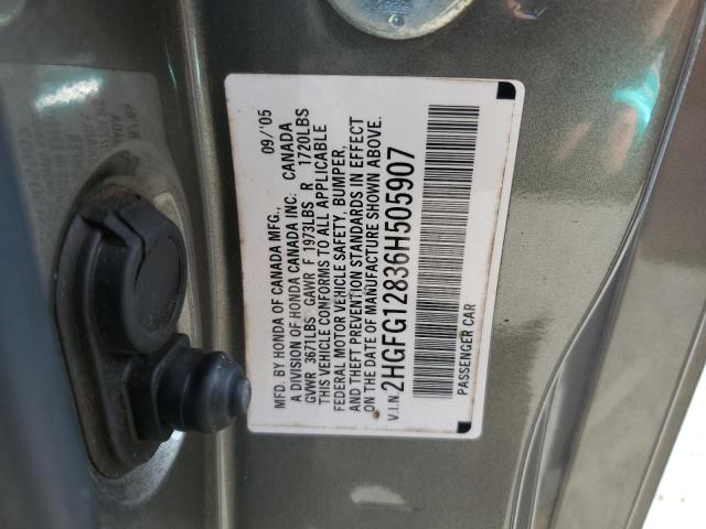 2HGFG12836H505907 - 2006 HONDA CIVIC EX Boz foto 12