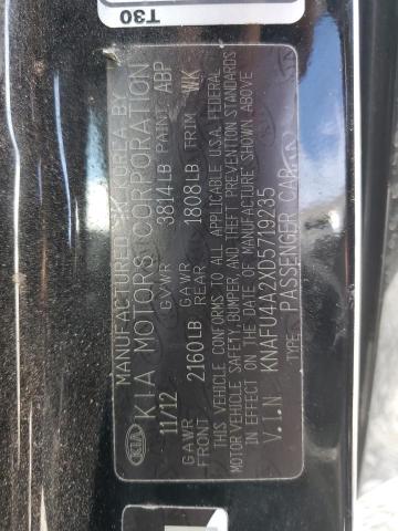 KNAFU4A2XD5719235 - 2013 KIA FORTE EX შავი ფოტო 13