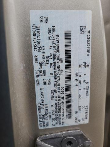 5LMCJ2C90HUL19606 - 2017 LINCOLN MKC SELECT TAN photo 12