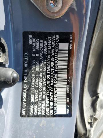 SHHFK7H72JU422397 - 2018 HONDA CIVIC EXL GRAY photo 12