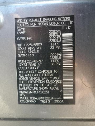 KNMAT2MT8JP533251 - 2018 NISSAN ROGUE S GRAY photo 14