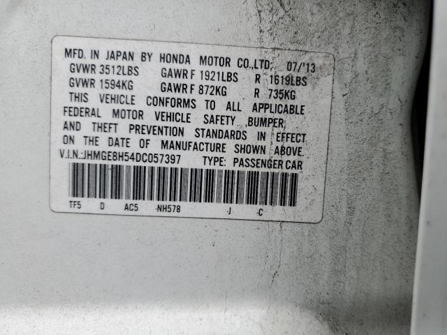 JHMGE8H54DC057397 - 2013 HONDA FIT SPORT WHITE photo 12