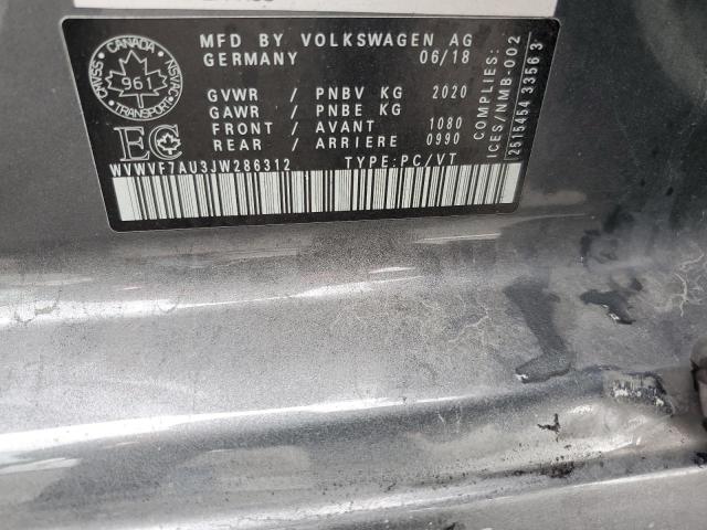 WVWVF7AU3JW286312 - 2018 VOLKSWAGEN GOLF R ნაცრისფერი ფოტო 13