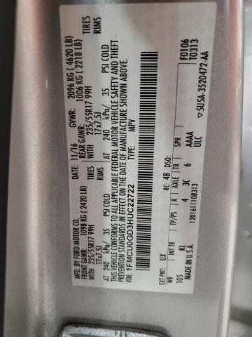 1FMCU0GD3HUC22722 - 2017 FORD ESCAPE SE SILVER photo 13