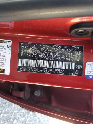 JTDBR32E960076334 - 2006 TOYOTA COROLLA CE Червоний фото 12