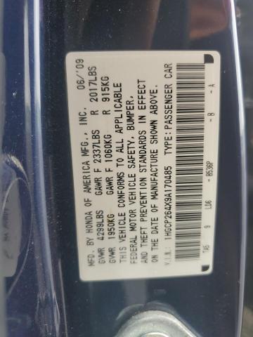 1HGCP264X9A170485 - 2009 HONDA ACCORD LXP BLUE photo 12