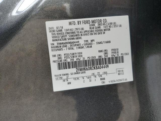 2FMHK6D82KBA04449 - 2019 FORD FLEX LIMITED Grafit foto 13