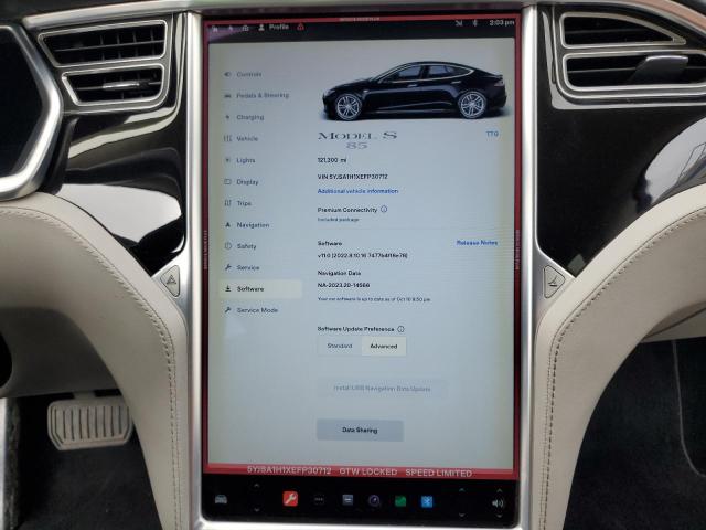 5YJSA1H1XEFP30712 - 2014 TESLA MODEL S შავი ფოტო 9