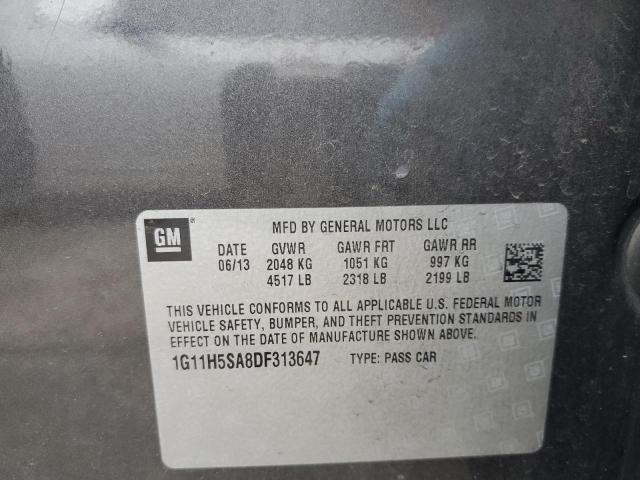 1G11H5SA8DF313647 - 2013 CHEVROLET MALIBU LTZ ნაცრისფერი ფოტო 12