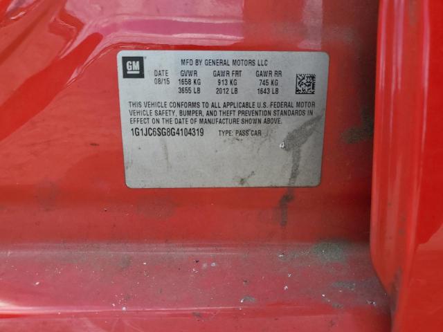 1G1JC6SG8G4104319 - 2016 CHEVROLET SONIC LT 红色 照片 13