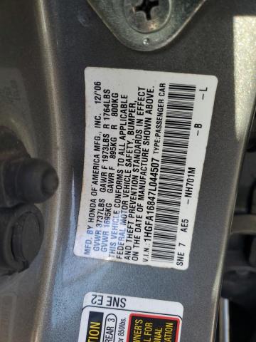 1HGFA16847L044507 - 2007 HONDA CIVIC EX GRAY photo 13