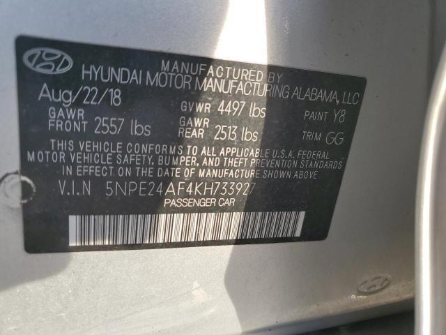 5NPE24AF4KH733927 - 2019 HYUNDAI SONATA SE SILVER photo 12