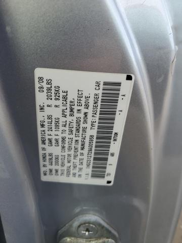 1HGCS12729A005958 - 2009 HONDA ACCORD EX SILVER photo 12