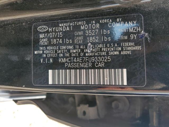 KMHCT4AE7FU933025 - 2015 HYUNDAI ACCENT GLS BLACK photo 12