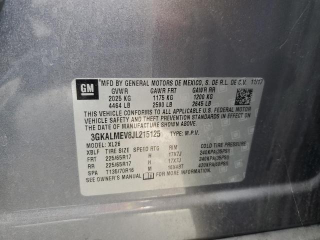 3GKALMEV8JL215125 - 2018 GMC TERRAIN SLE ნაცრისფერი ფოტო 12