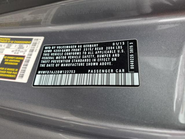 WVWFD7AJ2DW123753 - 2013 VOLKSWAGEN GTI CHARCOAL photo 12