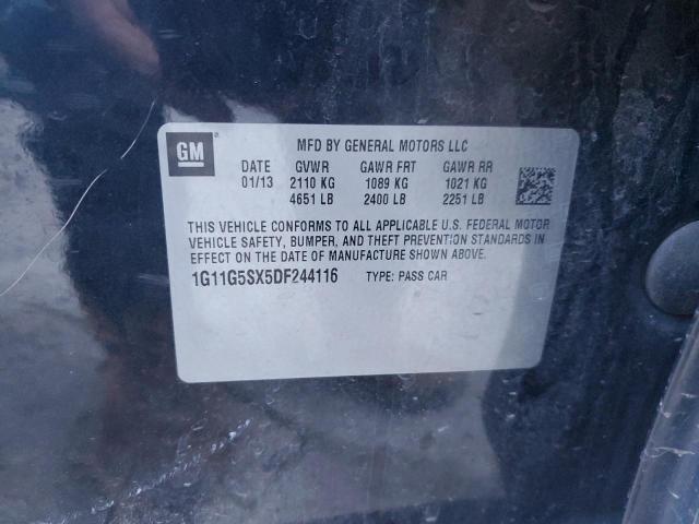 1G11G5SX5DF244116 - 2013 CHEVROLET MALIBU 3LT შავი ფოტო 13