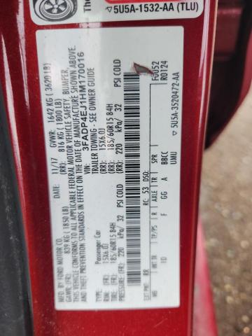 3FADP4EJ1HM170016 - 2017 FORD FIESTA SE MAROON photo 12