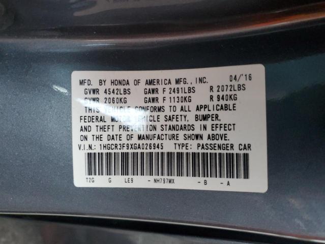 1HGCR3F9XGA026945 - 2016 HONDA ACCORD TOURING 灰色 照片 13