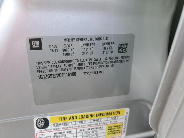 1G1ZG5E72CF116106 - 2012 CHEVROLET MALIBU LTZ ვერცხლისფერი ფოტო 12