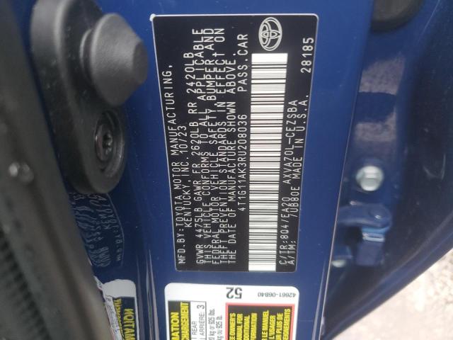 4T1G11AK3RU208036 - 2024 TOYOTA CAMRY SE NIGHT SHADE BLUE photo 12