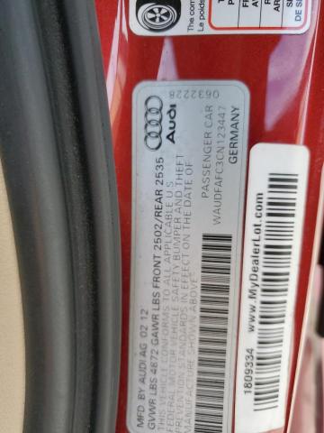 WAUDFAFC3CN123447 - 2012 AUDI A6 PREMIUM PLUS RED photo 12