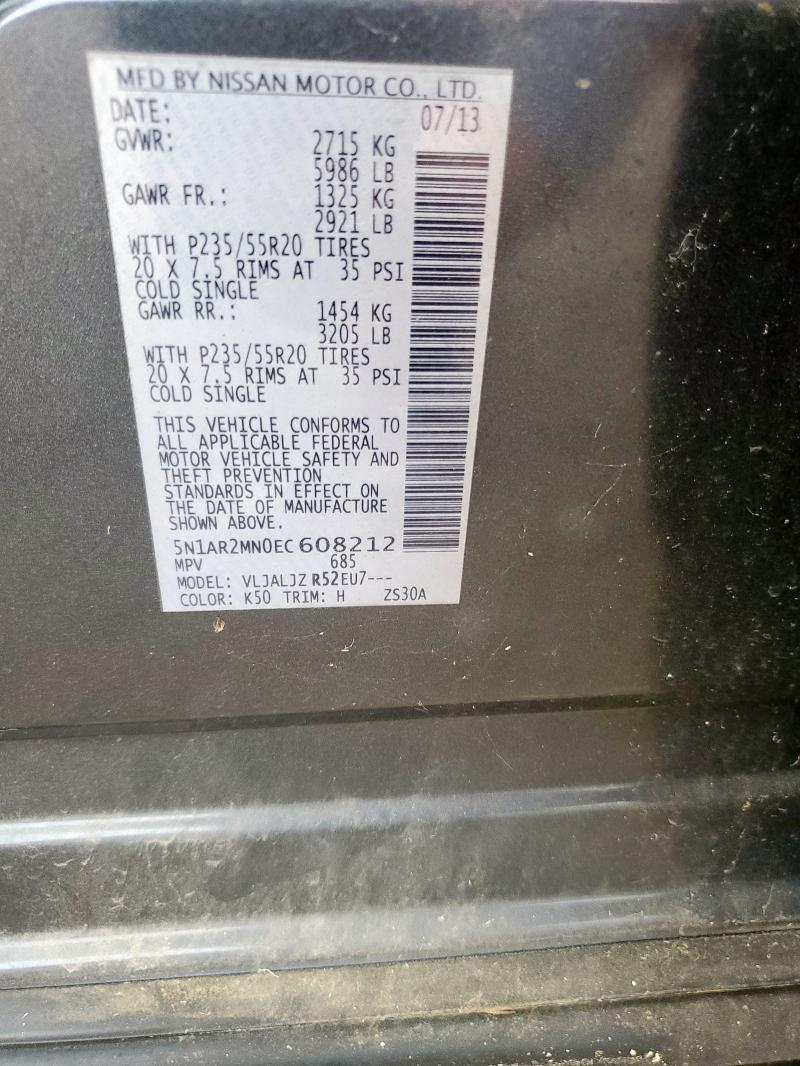 5N1AR2MN0EC608212 - 2014 NISSAN PATHFINDER S فحمي صورة 13