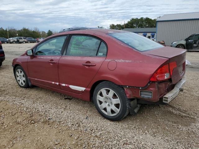 2HGFA16548H530612 - 2008 HONDA CIVIC LX RED photo 2