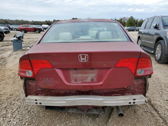 2HGFA16548H530612 - 2008 HONDA CIVIC LX RED photo 6