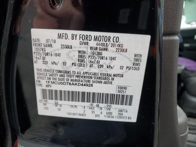 1FMCU0D78AKD44928 - 2010 FORD ESCAPE XLT BLACK photo 13