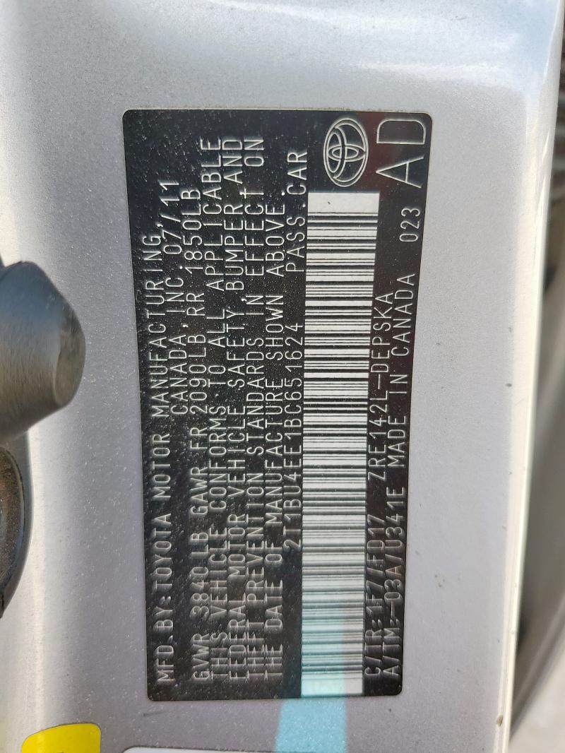 2T1BU4EE1BC651624 - 2011 TOYOTA COROLLA BASE Gümüş foto 12