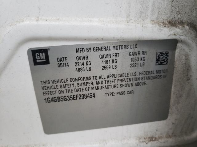 1G4GB5G35EF298454 - 2014 BUICK LACROSSE WHITE photo 12