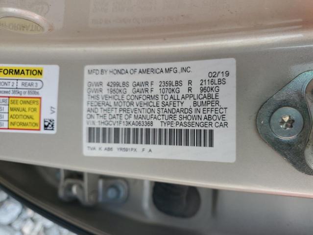 1HGCV1F13KA063368 - 2019 HONDA ACCORD LX Or photo 12