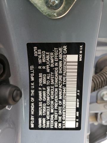 SHHFK7H38KU219447 - 2019 HONDA CIVIC LX GRAY photo 12