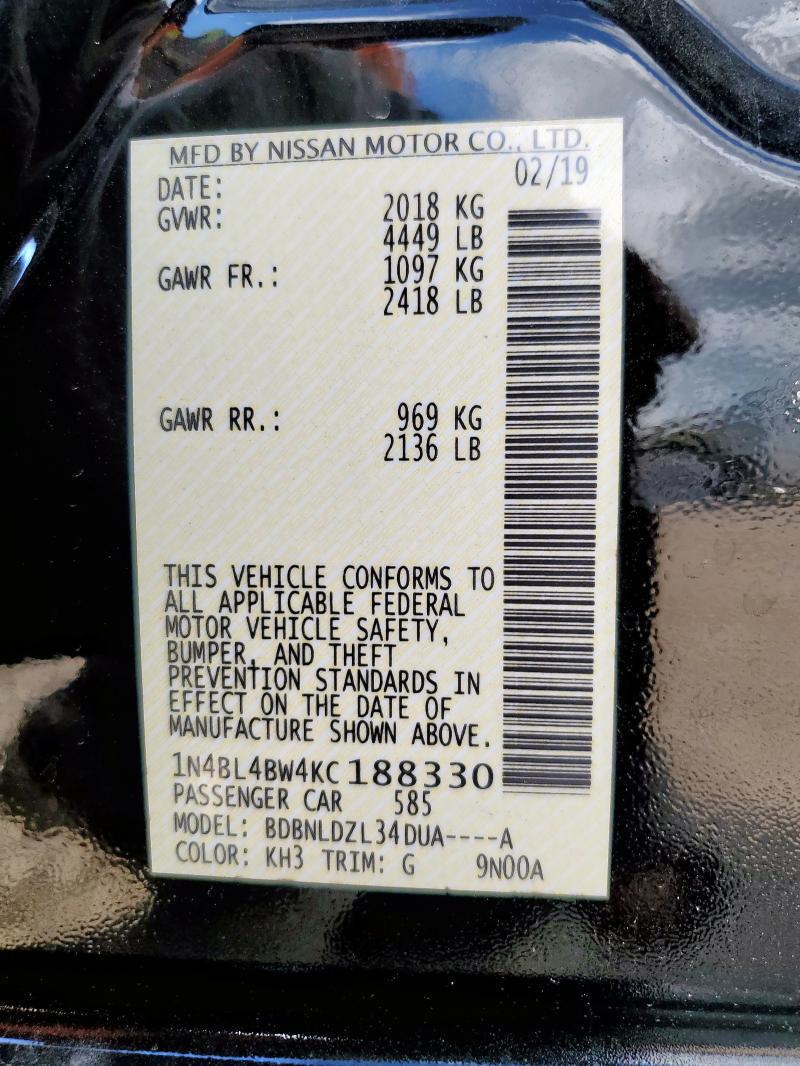 1N4BL4BW4KC188330 - 2019 NISSAN ALTIMA S Qara foto 13