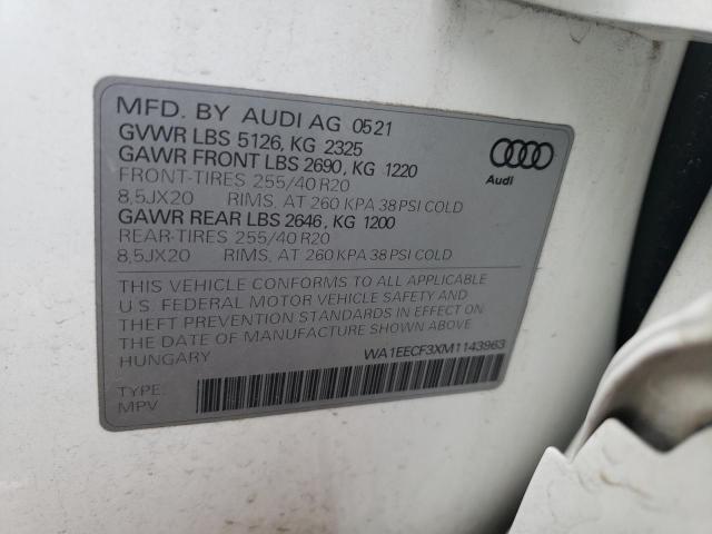 WA1EECF3XM1143963 - 2021 AUDI Q3 PREMIUM PLUS S LINE 45 WHITE photo 12